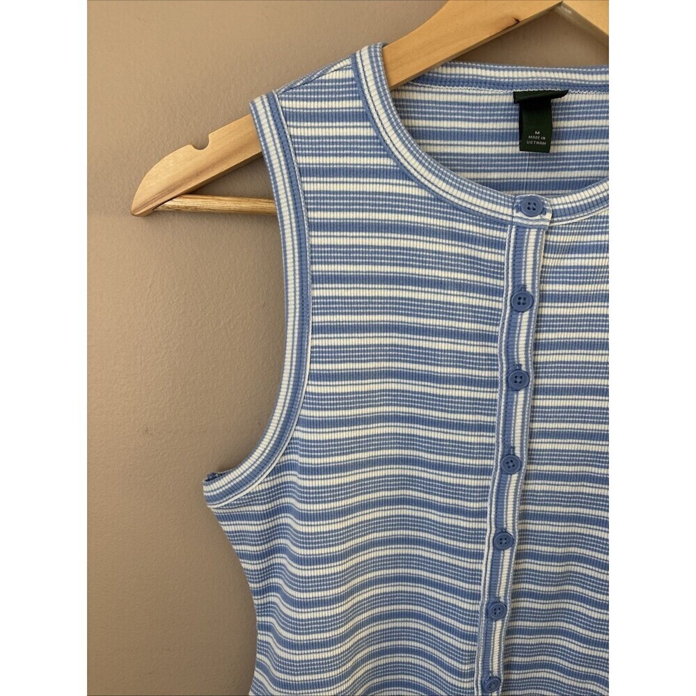 Wild Fable Blue White Striped Ribbed Button Tank Dress M NWT - Picture 2 of 7